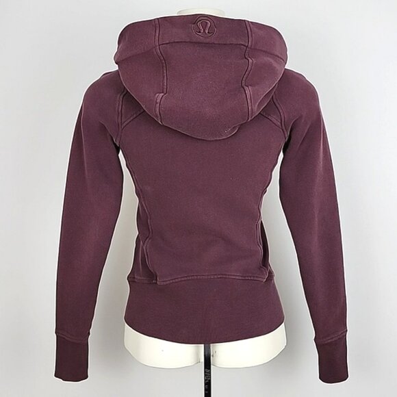 Lululemon Scuba Full Zip Hoodie Garnet Thumbholes Pockets Size 2 - Picture 3 of 12